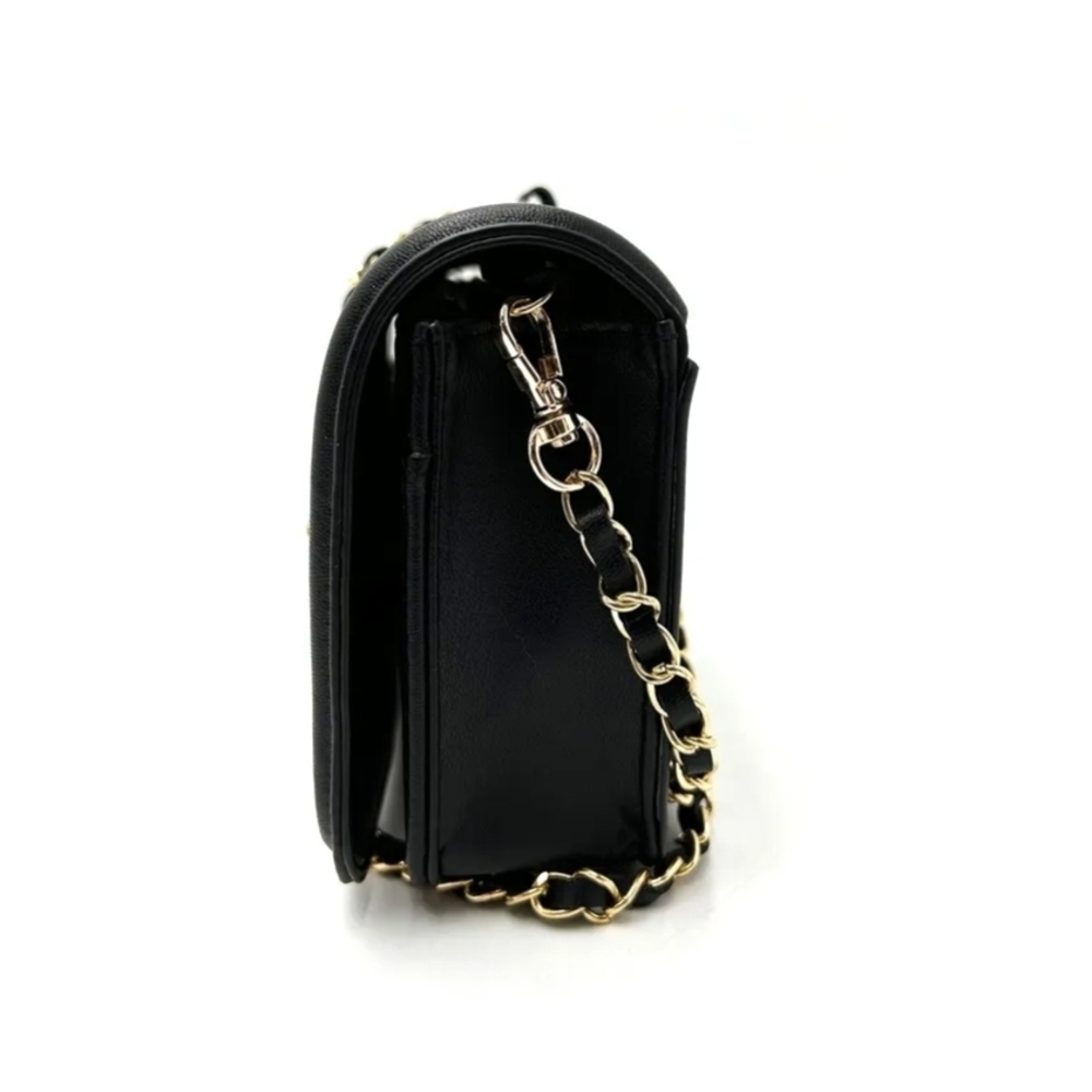NWT Valentino Orlandi Black Quilted Crossbody Bag with Gold Chain - Picture 4 of 7
